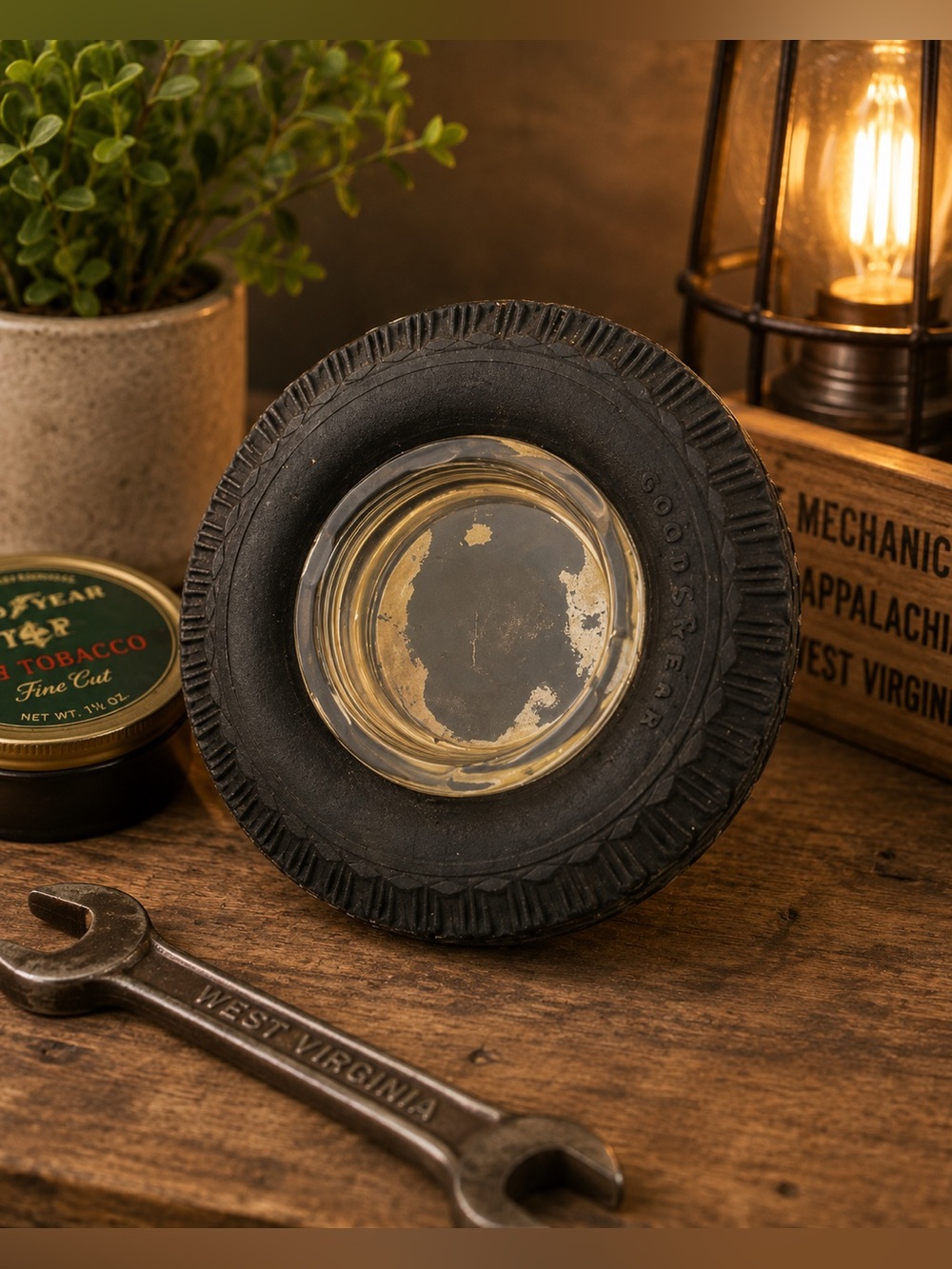 Vintage Goodyear Tire Ashtray Appalachian Tire West Virginia Mechanic Tobacco